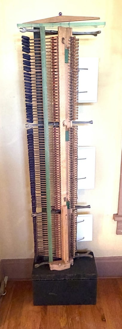 Terry Endres Upcycled Piano Keys Sculpture, Vertical Assemblage Using Reclaimed Piano Components: Terry Endres Upcycled Piano Keys Sculpture, Vertical Assemblage Using Reclaimed Piano Components