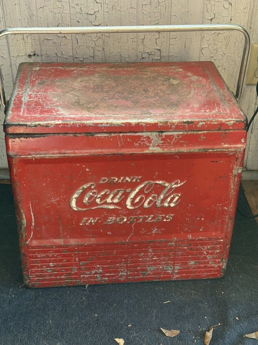 Red Metal Coca-Cola Ice Chest Cooler, Size:  16x12x17.5 Inches (1 of 7)