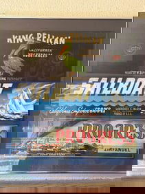 Framed California Fruit Crate Labels Print King Pelican, Sailboat Grapes & Progress Zinfandel,