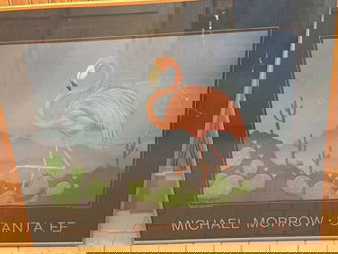 Michael Morrow Santa Fe "Nocturnal Desert Flamingo" Poster. Size: 30 Inches