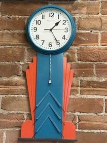 Sterling & Noble Modern Art Deco Style Pendulum Wall Clock.
