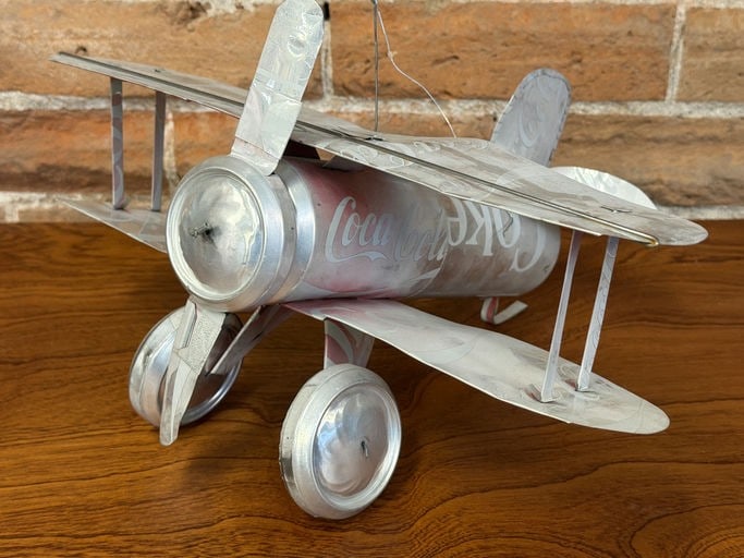 Airplane Recycled Aluminum Coca-Cola Cans. Size: 11" Length (1 of 2)