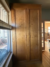 Large Armoire, two doors, oak with two sets of hanging bars