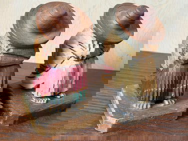 Hand Carved Wood Siesta Salt and Pepper Shakers Set