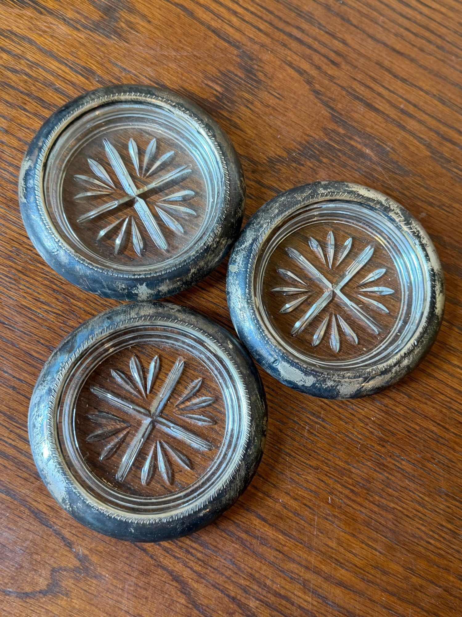 Frank M. Whiting & Co. Sterling Silver Rimmed Glass Coasters (1 of 2)