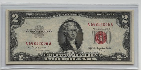 Auction Title: Series 1953A $2 Red Seal United States Note
