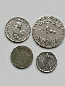 Mixed World Coin Lot (4 Coins) including Switzerland and Iran