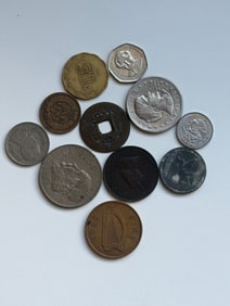 Diverse Mix of World Coins, Tokens, & Silver-Tone Issues
