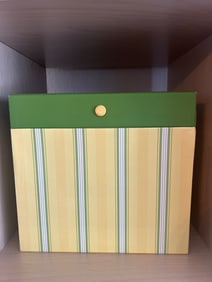 Yellow and Green Decorative Storage Box With Contents