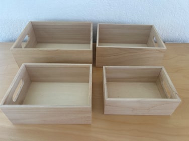 Four Wooden Nesting Crates with Handles