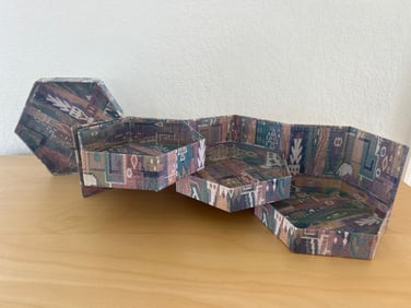 Foldable Octagonal Box With Multicolored Textile-Like Pattern
