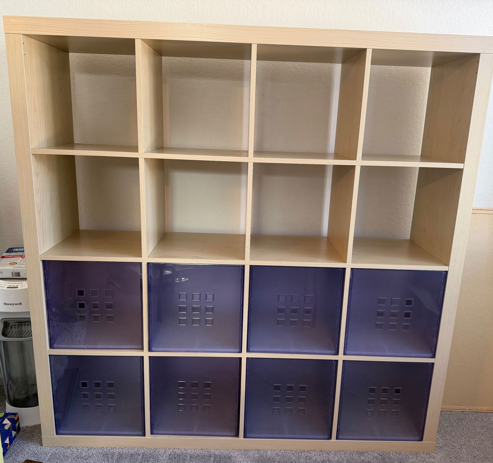 Ikea Wooden Cube Storage Unit With Purple Cubic Doors (1 of 4)