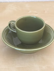 Fiestaware Antique Olive Green Teacup and Soup Bowl Set