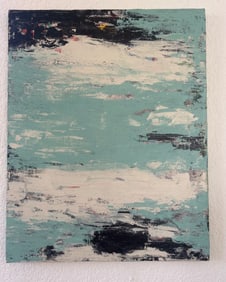 Abstract Acrylic Painting on Canvas Signed and Dated 1982