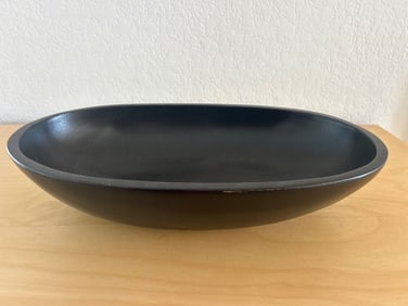 Vintage Black Oval Ceramic Serving Bowl