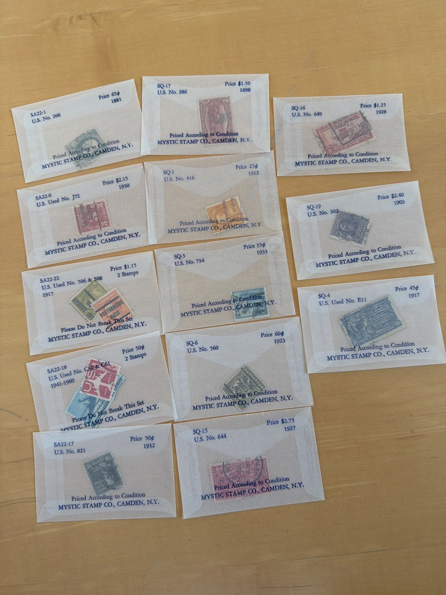 Vintage U.S. Postage Stamps in Labeled Packets (1 of 2)
