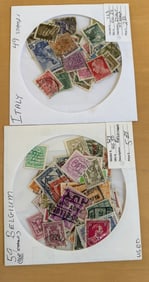 Vintage Used Postage Stamps from Italy and Belgium