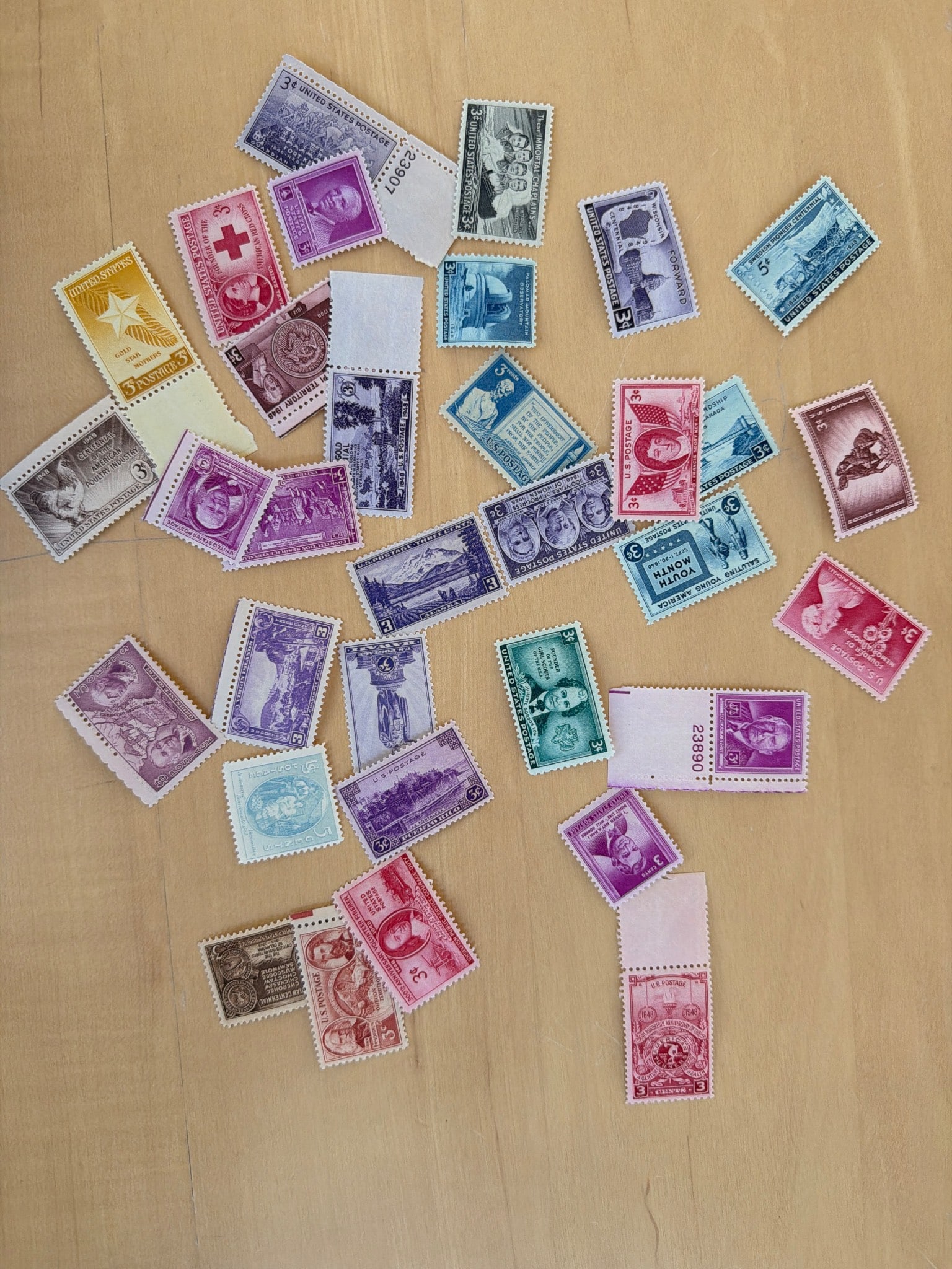 Vintage U.S. Postage Stamps in Various Colors and Denominations (1 of 4)