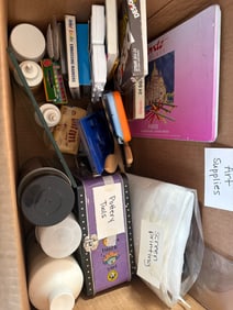 Miscellaneous Art Supplies Including Paints, Markers, and Tools