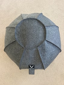 Gray Fabric-Covered Exercise Ball and Purple Foam Roller