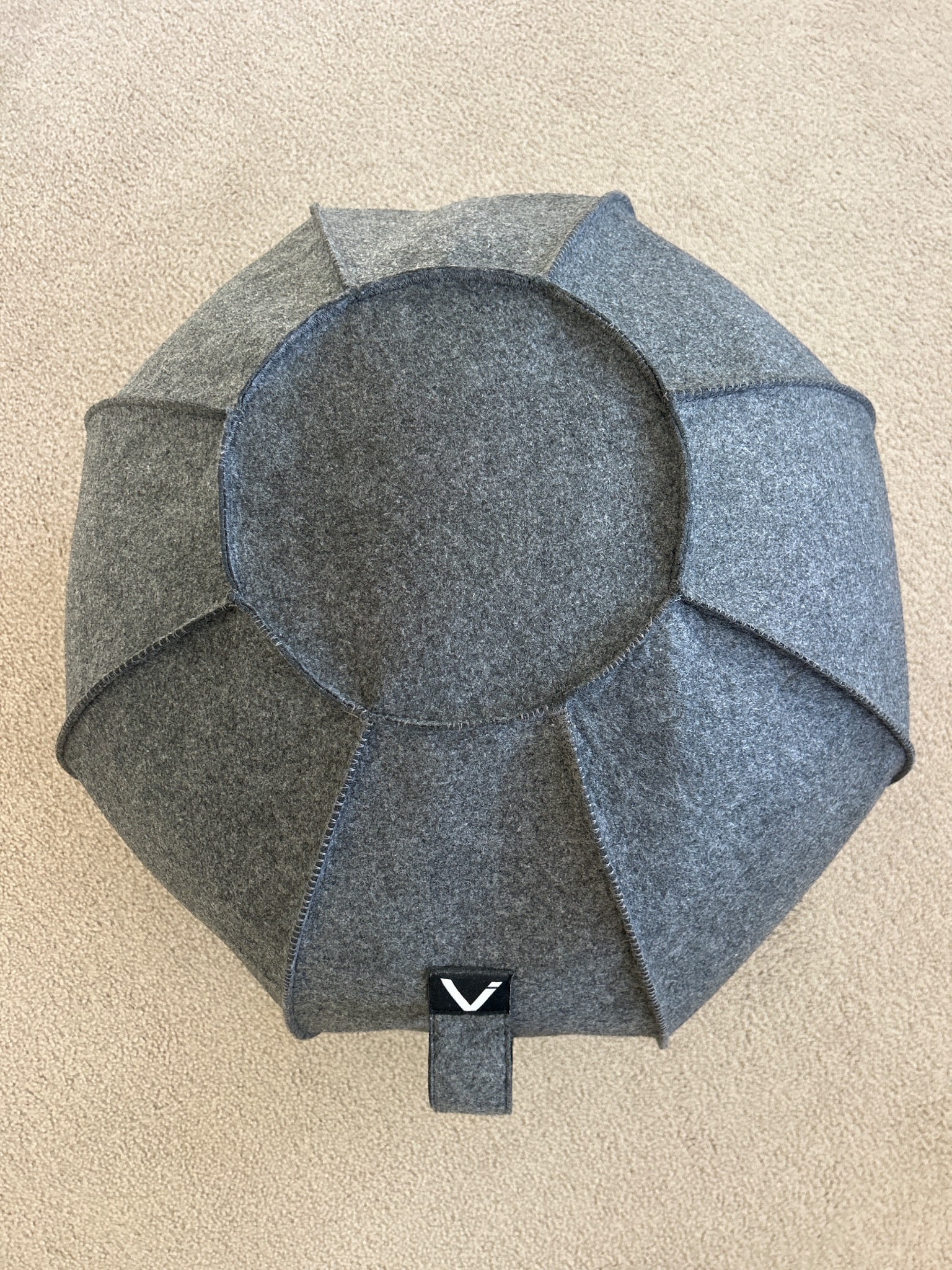 Gray Fabric-Covered Exercise Ball and Purple Foam Roller: Set including a gray felt fabric-covered exercise ball with zipper feature for cover removal and a purple Gold's Gym branded foam roller. The exercise ball provides a firm surface covered with a moder