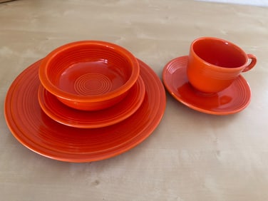 Antique Fiesta Orange Dinnerware Set by Homer Laughlin