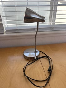 Vintage Adjustable Brushed Metal Desk Lamp with Flexible Neck and Circular Base