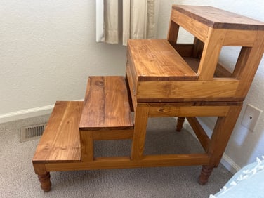 Vintage Wooden Convertible Step Stool or Table With Foldable Feature