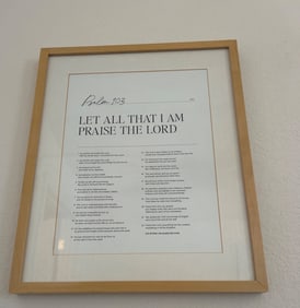 Framed Wall Art Featuring Psalm 103 in Script Text