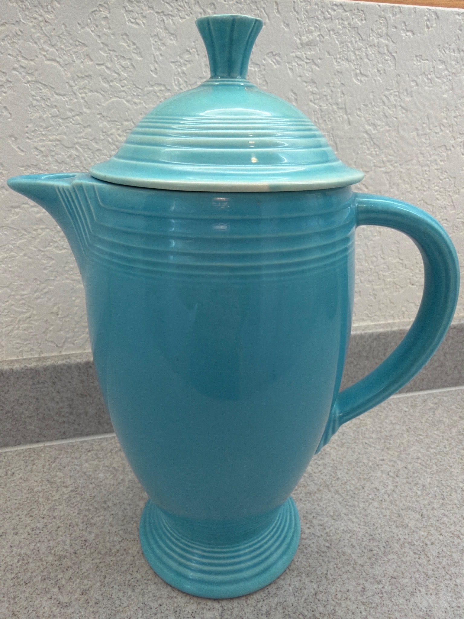 Vintage Turquoise Ceramic Coffee Pot with Lid (1 of 1)