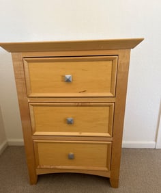 Three-Drawer Wooden Dresser With Square Knobs