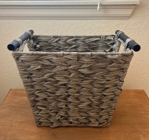 Woven Storage Basket With Wooden Handles