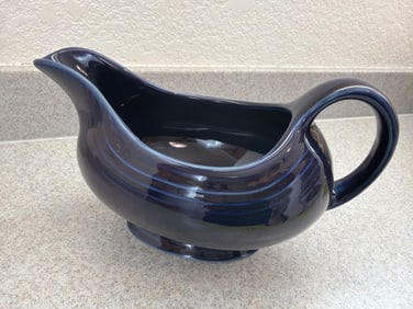 Vintage Blue Ceramic Gravy Boat