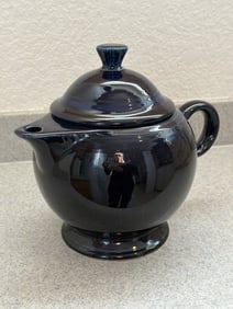 Vintage Dark Blue Ceramic Teapot with Lid