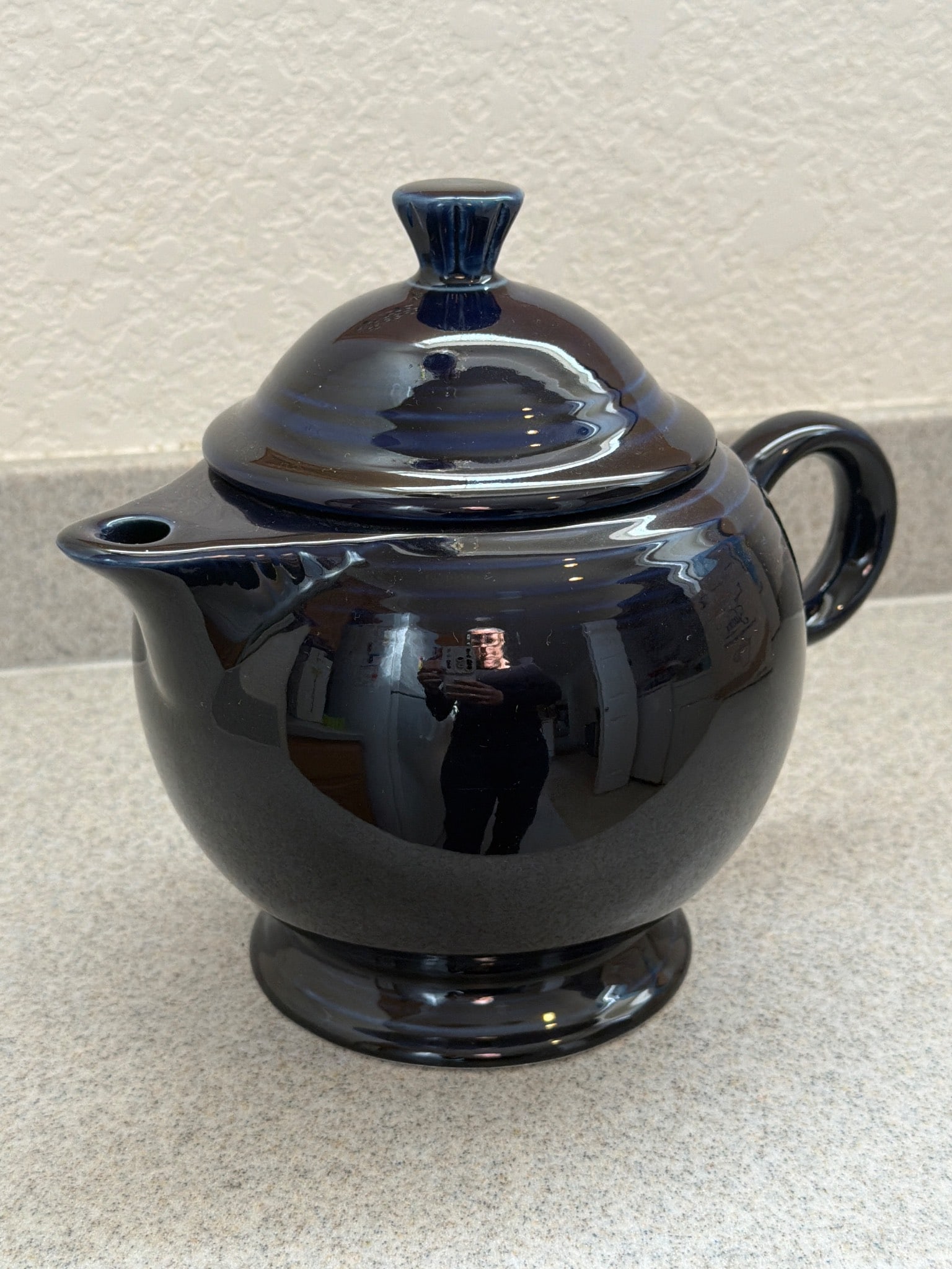 Vintage Dark Blue Ceramic Teapot with Lid (1 of 3)