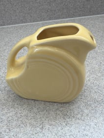 Vintage Yellow Ceramic Pitcher with Art Deco Design