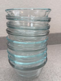 7 Clear Stacked Glass Bowls with Ribbed Accents