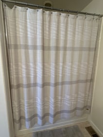 Ugg Beige and White Striped Shower Curtain With Grommet Hooks