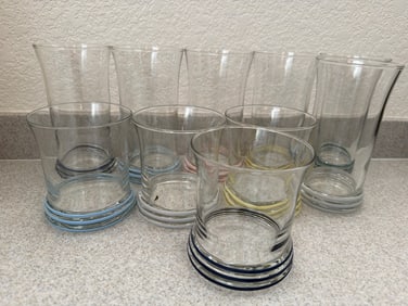 Colored Rim Glassware, Tumblers and Highball Glasses