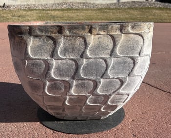 Ceramic Planter with Rectangular Basin and Textured Exterior