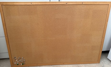 Large Rectangular Cork Bulletin Board with Wooden Frame