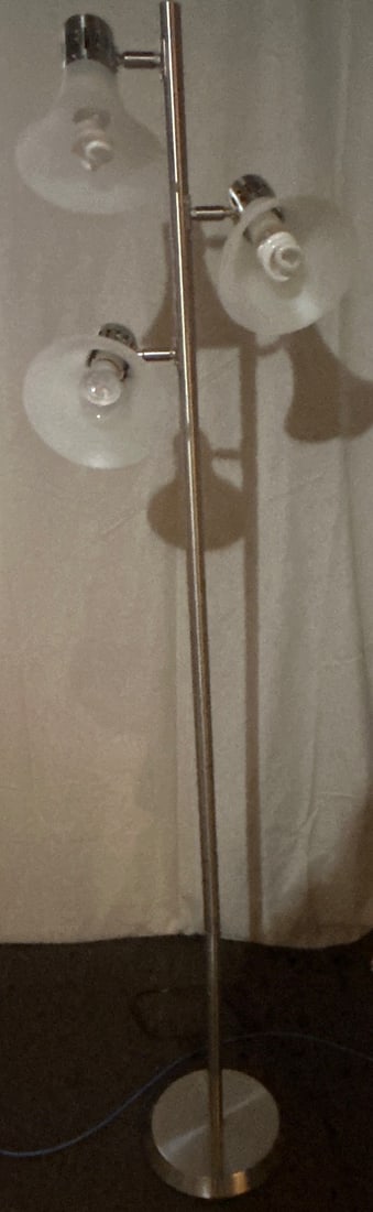 Modern Three-Light Floor Lamp with Frosted Glass Shades (1 of 3)