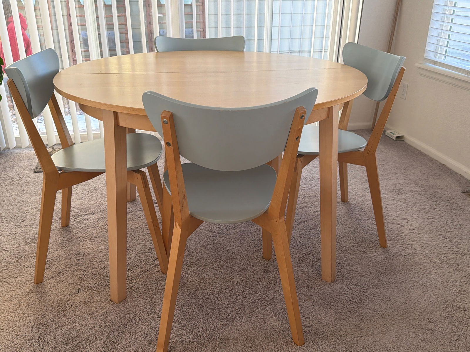 Round Wooden Dining Table with Four Matching Chairs (1 of 4)