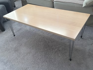 Wood Coffee Table with Light Natural Finish and Hairpin Legs