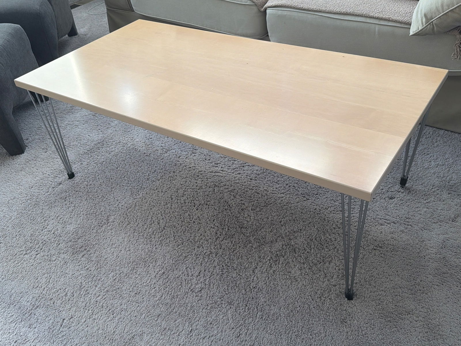 Wood Coffee Table with Light Natural Finish and Hairpin Legs (1 of 3)