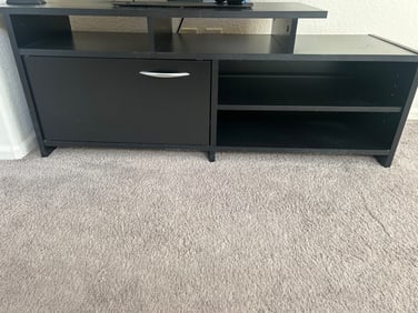 Black Wooden Media Console with Storage