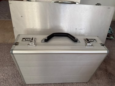 Silver Aluminum Portfolio Briefcase with Locking Mechanism