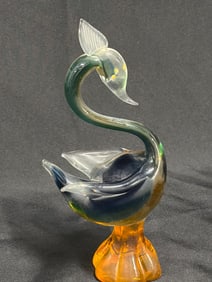 Vintage Murano Style Art Glass Swan Figurine