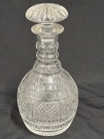 Vintage Cut Glass Decanter with Stopper, 9.5-Inch Height