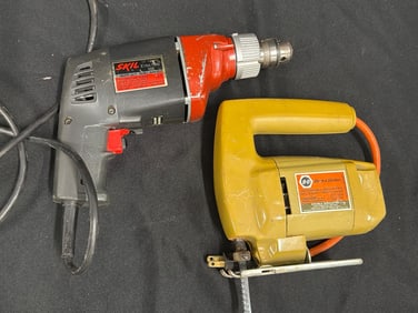 Vintage Skil Electric Drill and Montgomery Ward Jigsaw Power Tools